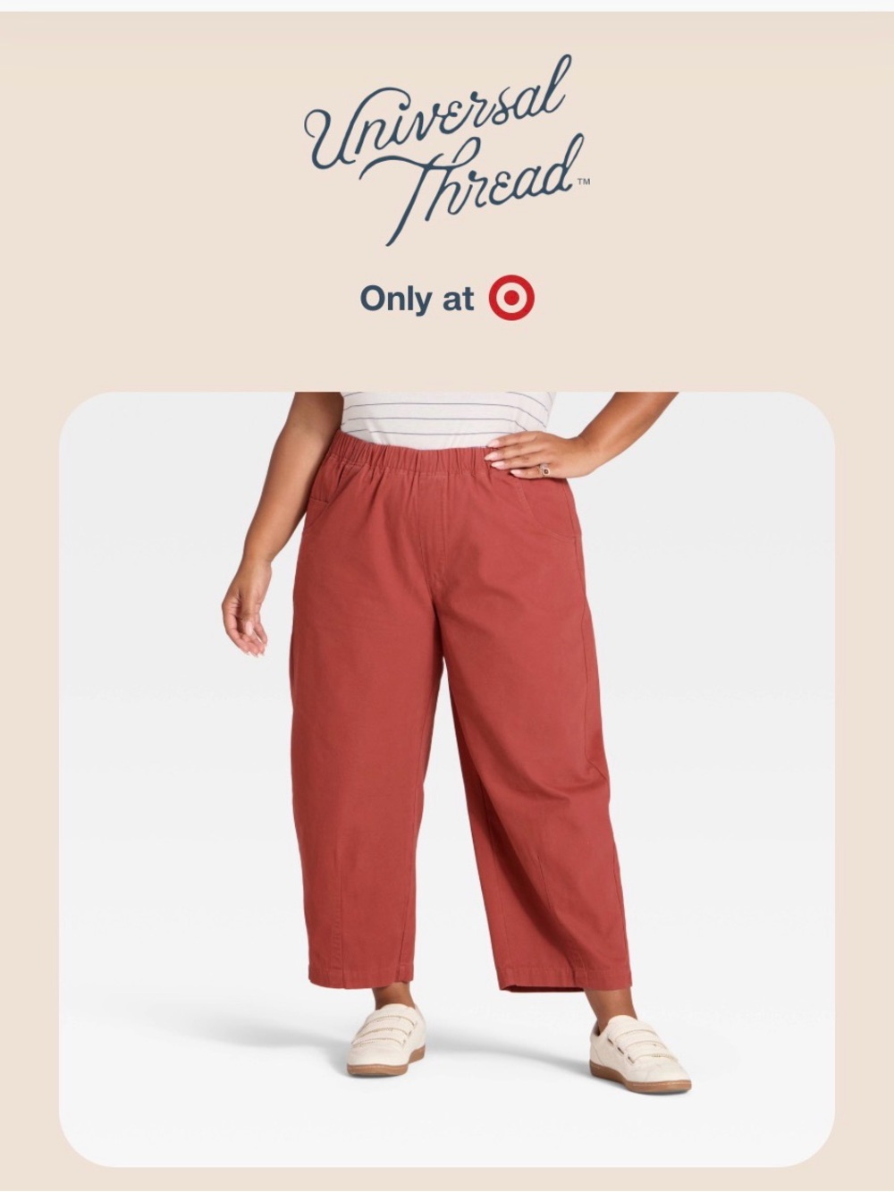 Universal Thread Relaxed Wide-Leg Crop Pants in Terracotta